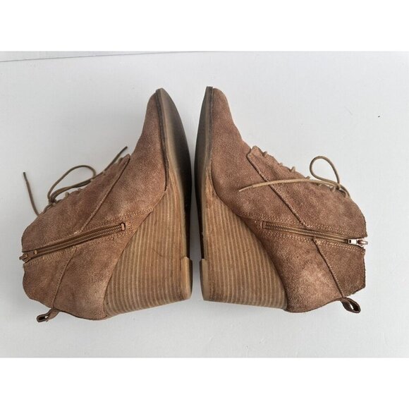 Lucky Brand Womens Bootie Size US 11M/EU 41 Honey Suede Lace Up Fall‎ Comfy READ - Picture 5 of 13
